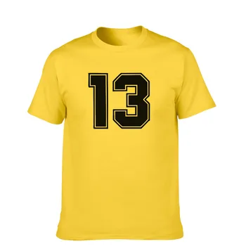 

Cotton mens t shirts ball fan number 13 print T-shirt solid color Casual short sleeve Tops Harajuku shirt Korean Men clothing