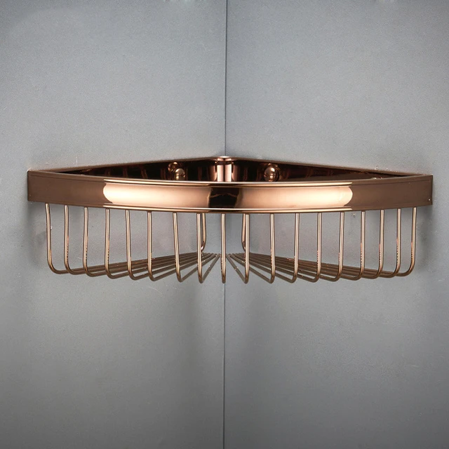 30cm Rose Gold Copper Bathroom Shower Caddy Basket Wall Mounted