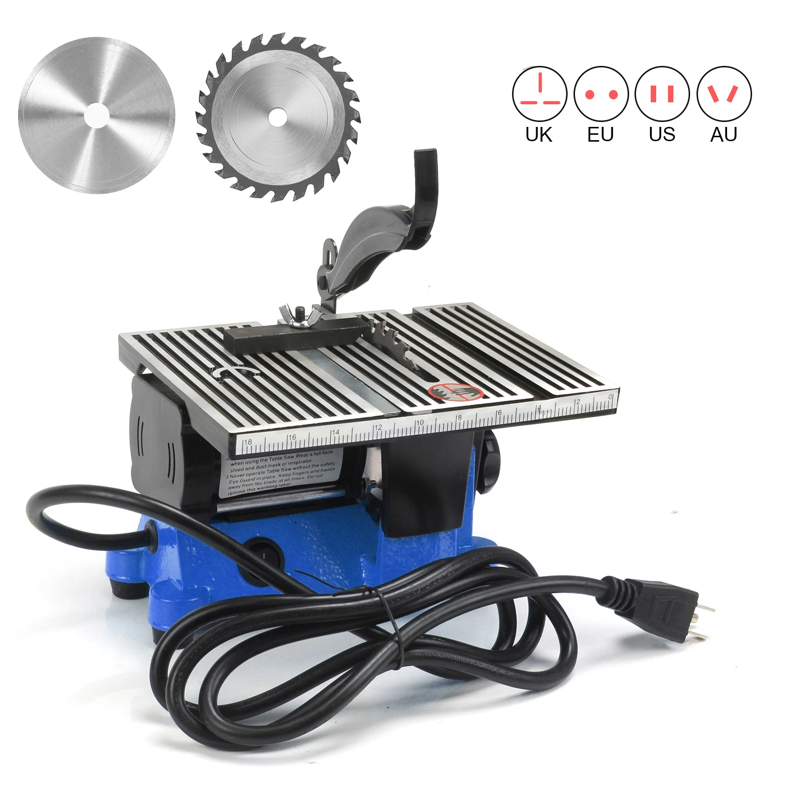 

4 Inch Mini Table Saw With 2 Blades 60W 4500Rpm Woodworking Machines Cutter For Cutting Stone Copper Aluminium