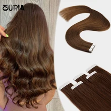 Aliexpress - ZURIA Tape In Human Hair Extensions Machine Remy Tape Natural Seamless Skin Weft Adhesive Straight Hair 12″16″20″24″/20pcs
