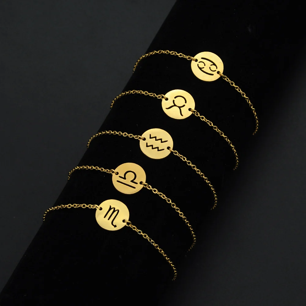 Unique Star Women Fashion Zodiac Charm Bracelet Wholesale 100 Stainless Steel Horoscope