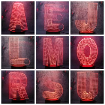

3D Lava Flash Alphabet Creative Lamp Home Bedroom Art Decor Letter series A to W Shape Illusion Atmosphere Decor Night Light Toy