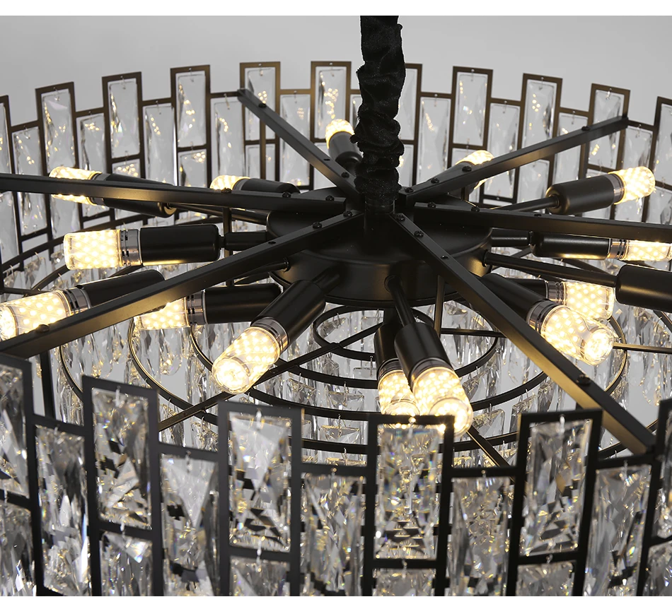Современная хрустальная люстра освещение черный круглый блеск дизайн светодиодные люстры для гостиной кухни спальни лампы