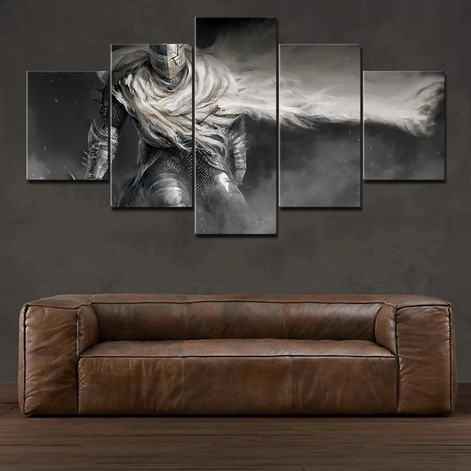 Canvas Prints 5 Pieces Dark Souls Painting Wall Art Home Decor Panels Games Poster For Bed Room Frame Painting Calligraphy Aliexpress