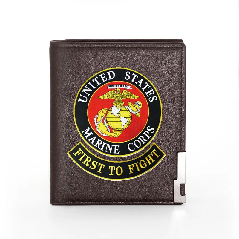 

Marine Corps First To Fight Men's Wallet Leather Purse For Men Credit Card Holder Short Male Slim Coin Money Bags