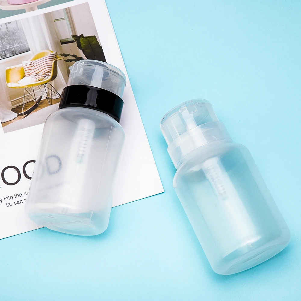 

1pcs 200ML Empty Plastic Nail Polish Remover Alcohol Liquid Bottle UV Gel Polish Clean Acetone Press Pumping Dispenser Bottle