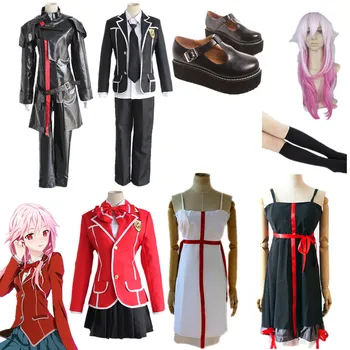 

Anime Guilty Crown Yuzuriha Inori OUMA SHU uniform wigs Cosplay Costume Full Set School Uniform Maid dress