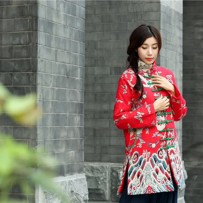 

Ma fan bu yi 2019 Winter New Style Ethnic-Style WOMEN'S Coat Retro Printed Cotton-padded Clothes Cotton-padded Jacket