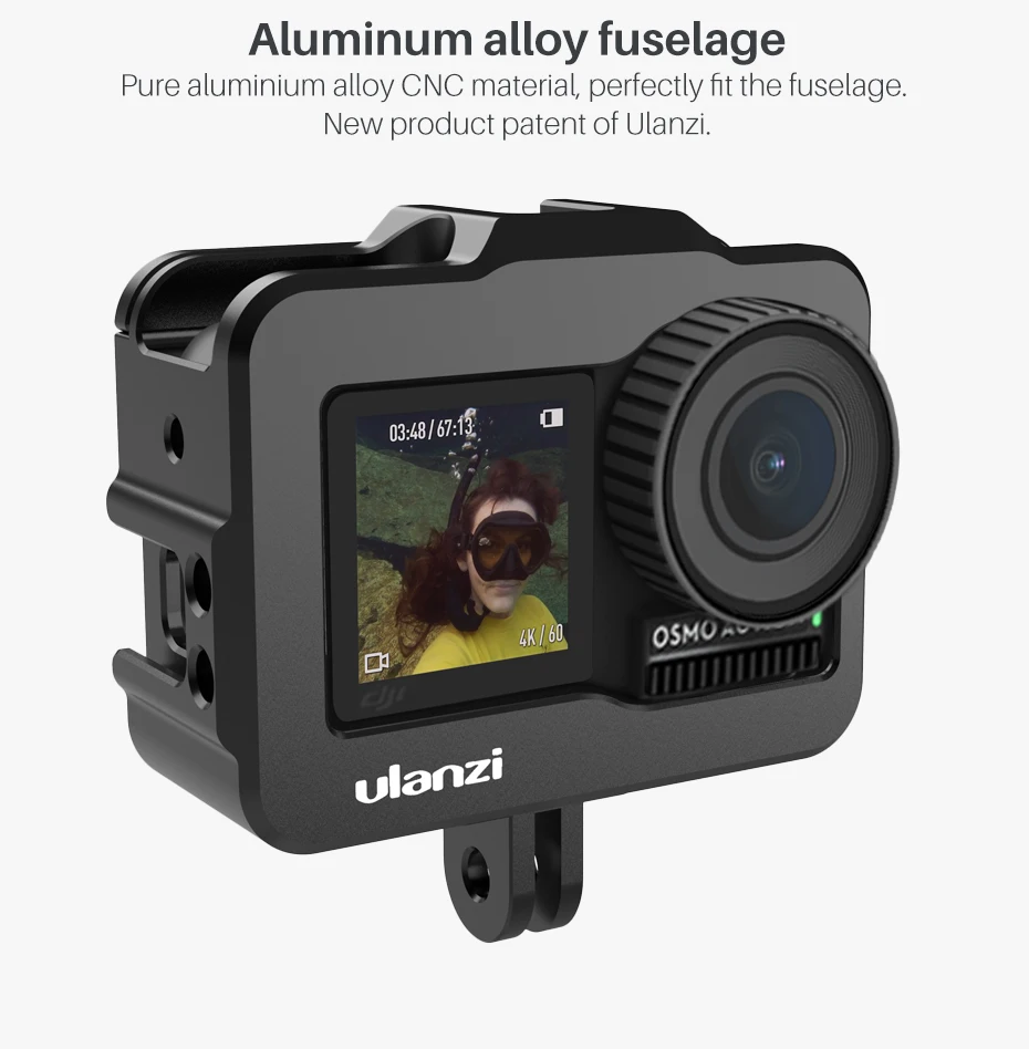 Ulanzi OA-1 Metal Vlog Camera for DJI Osmo Action Cage Protective Housing Case Frame Shell Sports Camera Cage Camera Accessories