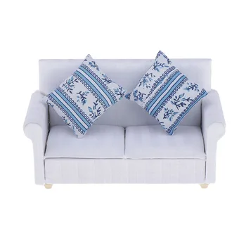 

1:12 Dollhouse Miniature Couch Sofa with 2 Cushions, DIY Scene Doll Home Furniture Craft Accessories