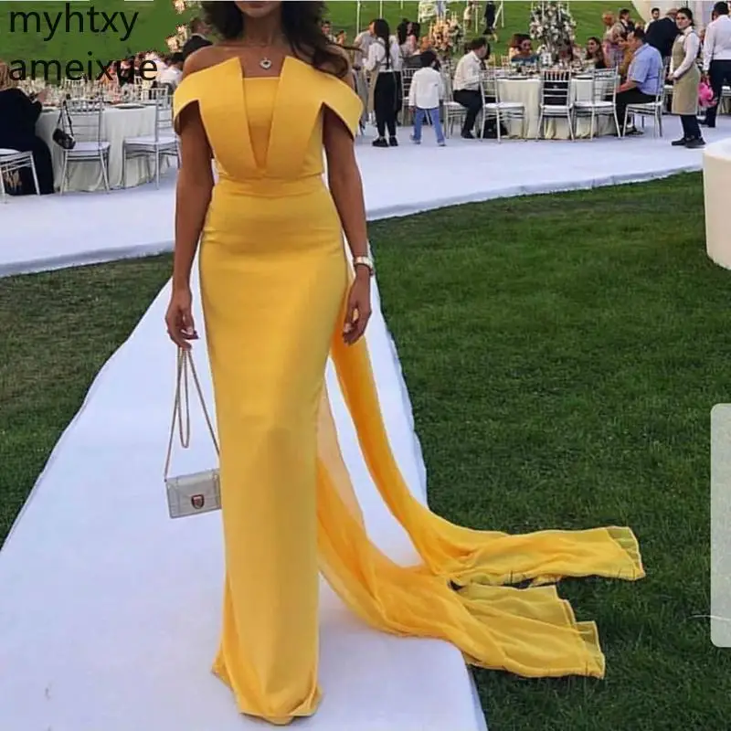 

Chiffon Cheap Yellow Evening Dresses Long 2019 Evening Gown Simple Abiye Dubai Evening Dress Party Plus Size Gown Robe De Soiree