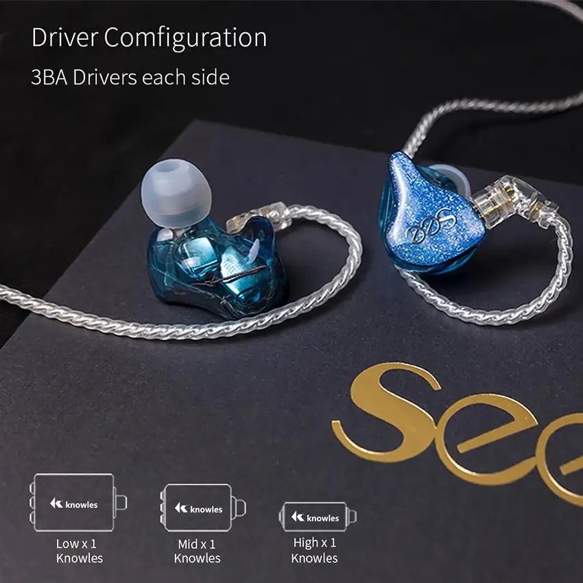 SeeAudio Serena S3 3BA Knowles Balanced Armature Tuning Customize HIFI Music Monitor DJ Studio ACG Audiophile Earbuds Earphones