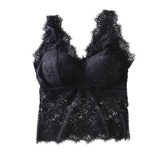 Сексуальный мягкий Топ, майка для женщин, v-образный вырез, кружевной, пуш-ап, лифчик, широкие лямки, обернутый, грудь, красота, спина, без оправы, жилет
