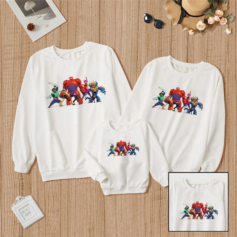 Dolls Hiro Hamada And Baymax Print Sweatshirt Family Hoodies Disney Sweatshirt Aesthetic Big Hero 6 Family Outfits Pullover Top Children's Set Family Matching Outfits