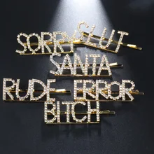 Модная заколка для волос с буквенным словом, Очаровательная Хрустальная заколка для волос, жемчужное ювелирное украшения для волос, заколка для волос для девушек, заколка для волос на заказ