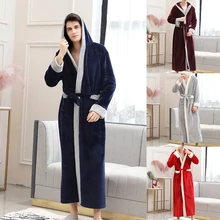 Женский мужской зимний теплый халат, женское плотное Коралловое кимоно из рунной шерсти, халат, ночная рубашка, банное платье, ночное белье, свободная пара, мягкая одежда для сна