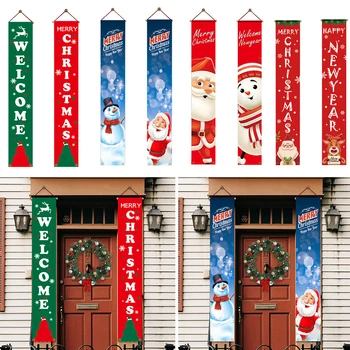 

Merry Christmas Porch Door Banner Santa Claus Hanging Ornament Christmas Decoration For Xmas Navidad 2020 Happy New Year 2021