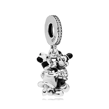 

Mickey and Minnie Dancing Charms Fits for Pandora Bracelets Original 925 Sterling Silver Crystal Beads DIY Jewelry Making Bijoux