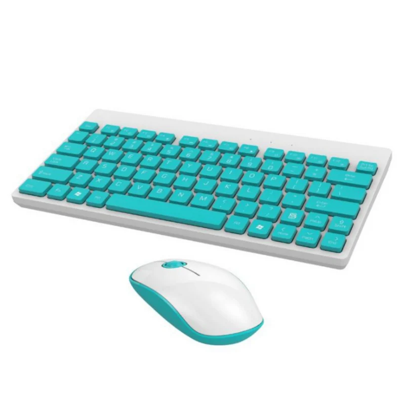 Милая цветная мышь и клавиатура, компактный беспроводной комплект для офиса, дома, бизнеса, бесшумная энергосберегающая беспроводная мышь и клавиатура