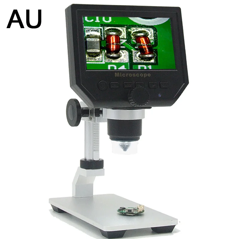 600X HD lcd цифровой микроскоп US/EU/UK/AU электронный Микроскоп увеличение эндоскопа Ремонт лупа с металлической подставкой - Цвет: Metal bracket AU