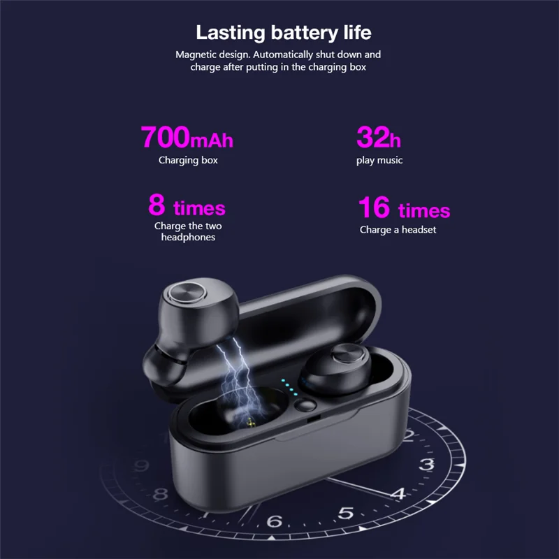Tkey X29 Беспроводные Bluetooth 5,0 наушники водонепроницаемые спортивные наушники стерео наушники с зарядной коробкой и микрофоном