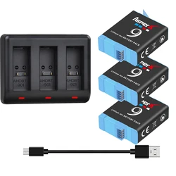 AHDBT-901 Bateria Battery For Go Pro Gopro hero 9 10 Black Hero9 + 3-Slots USB Charger With LED indication kit