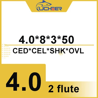 d4-8-D3-50 UCHEER 1 шт. HRC45 2 каннелюра с 3/4/6 мм режущий станок с ЧПУ Инструменты сплав твердосплавные фрезерные пластины Вольфрам Сталь цилиндрическая фреза с твёрдосплавной пластиной машина вырезания гребней и пазов - Длина режущей кромки: d4-8-D3-50