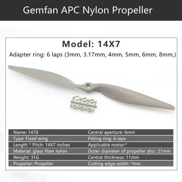 10PCS/Lot 14inch Propeller 14x7 1470 Nylon Electric Propeller Gemfan APC Propeller For RC Airplane Glider Aircraft Propellers