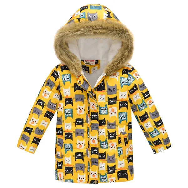 Fashion Autumn Winter Jacket For Boys Kids Children Fur Hooded Cotton Padding Jacket Warm Outerwear Coat For 2 4 6 10 Years Boys - Цвет: Yellow