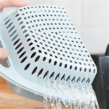 

New Drain Basket Foldable Collapsible Portable With Handle Kitchen Folding Strainer Kitchen Multi-function Tool Plastic