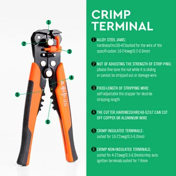 

5 In 1 Self Adjusting Insulation Wire Stripper Cutter Crimper Cable Stripping Tools ALI88
