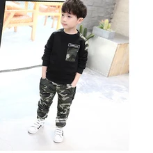 CYSINCOS комплекты одежды для детей осенний хлопковый топ с длинными рукавами и принтом из 2 предметов для мальчиков камуфляжные штаны комплект одежды для мальчиков