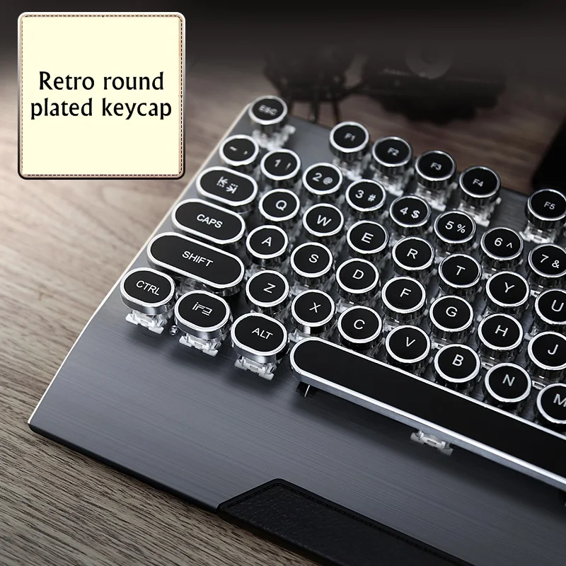 Ретро Круглый Keycap стимпанк ПЕЧАТНАЯ МАШИНКА USB Проводная Механическая игровая клавиатура настольный ноутбук клавиатура двойная версия печатной платы