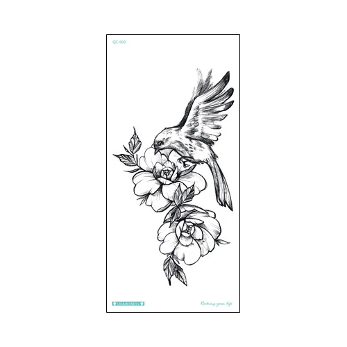 Black Flower Picture Design Water Transfer Tattoo Sticker Arm Leg Back Drawing Fake Temporary Waterproof Tattoo Woman Beauty Art (2)