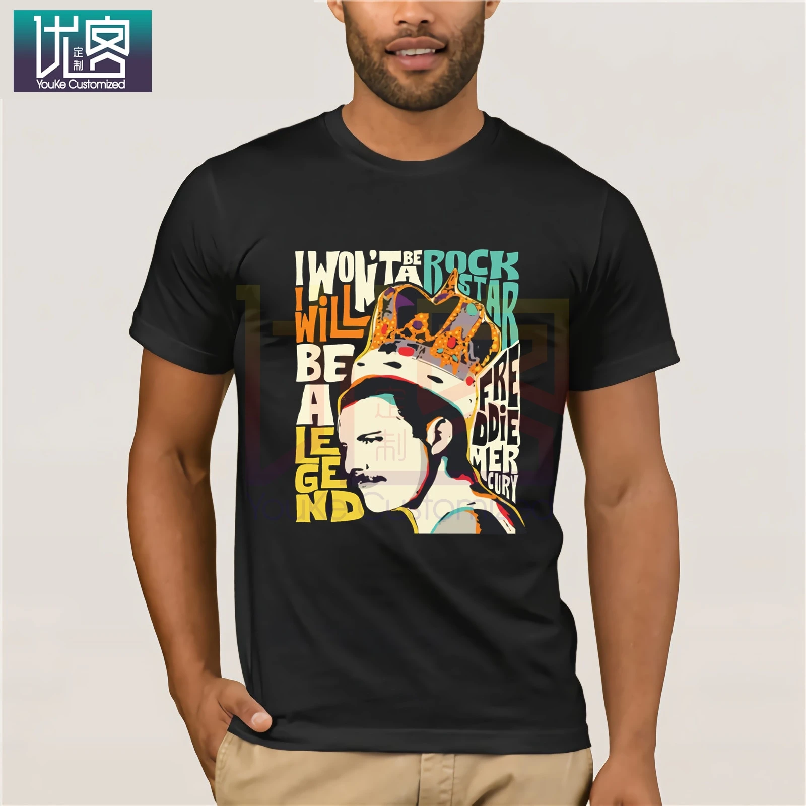 Рубашка Queen Freddie Mercury I Will Be Not A Rock Star Legend 2020 Летняя мужская футболка с коротким
