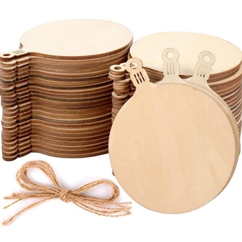 

100Pcs DIY Wooden Christmas Balls Craft Decoration Hanging Tag Ornaments Wedding Party Supplies Craft Accessories