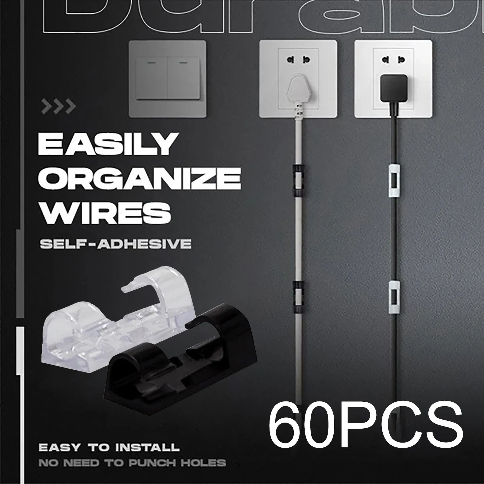 

Desktop office mobile computer charging wire USB data line organizer punch-free self-dip home wall wire and cable clamp holder