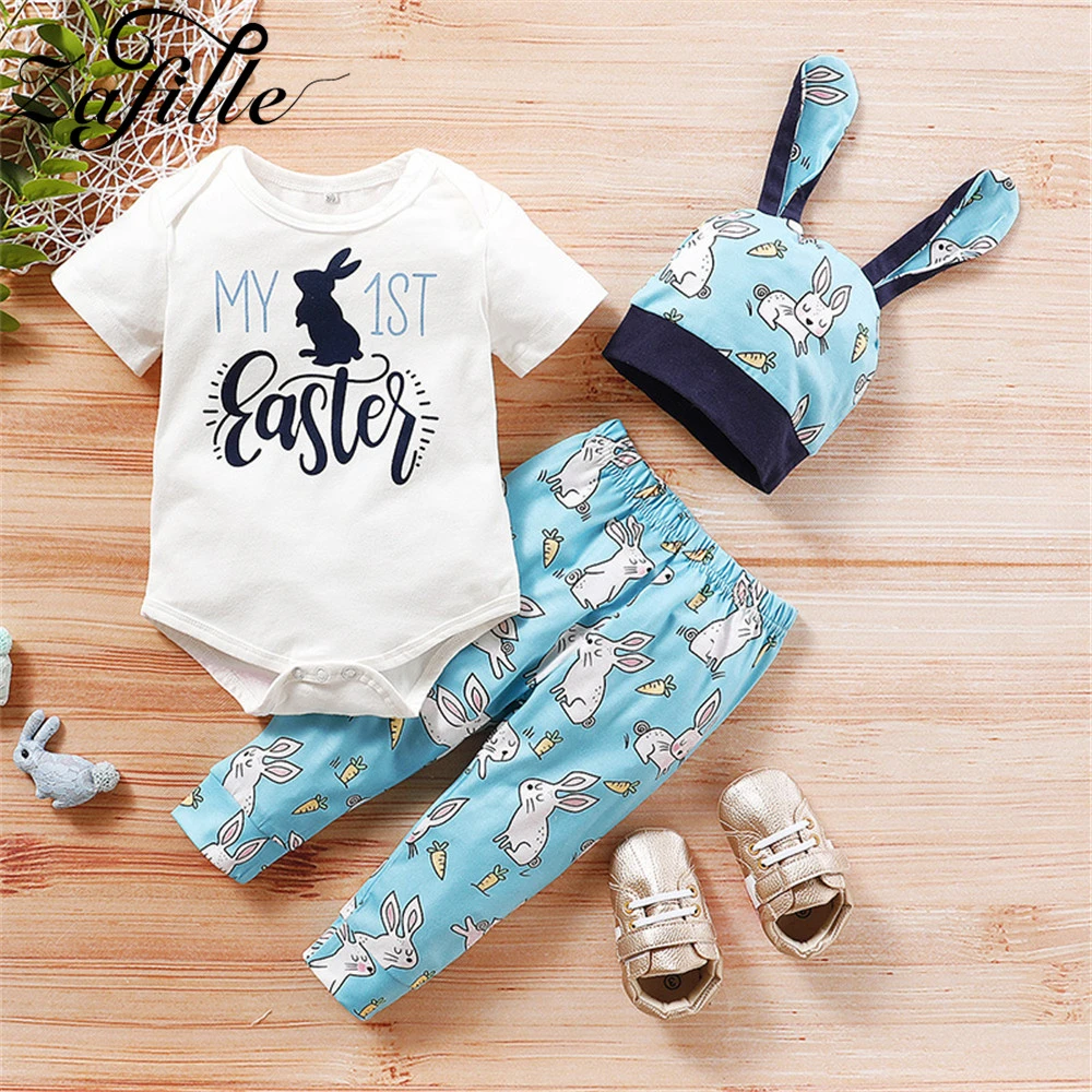 Zafille My First Easter Outfit Baby Boy Clothes Set Cartoon Rabbit Clothes Newborn Baby Easter