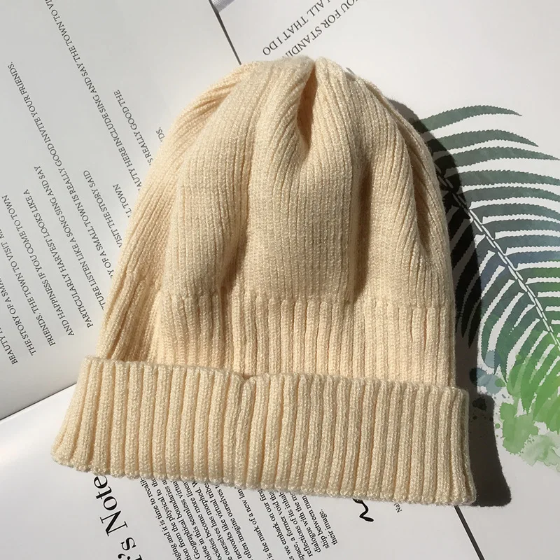 Осенне-зимние шапки для женщин и девочек, Skullies Beanies, женские шапки, теплые вязаные шапки, смешанные цвета, женская зимняя шапочка-бини, шапка - Цвет: black