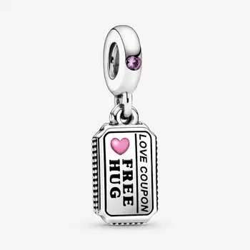 

Valentine's Day Love Charm 925 Sterling silver Love Coupon Dangle Charms fit Pandora Bracelets DIY For Women Pendant jewelry