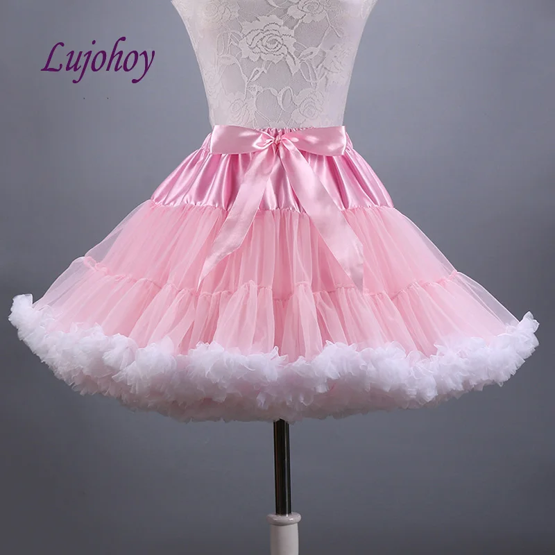 Черно-белая короткая юбка лолита для свадебного платья Женская балетная юбка Свадебная Нижняя юбка для девочек Jupon кринолин Pettycoat - Цвет: Розовый