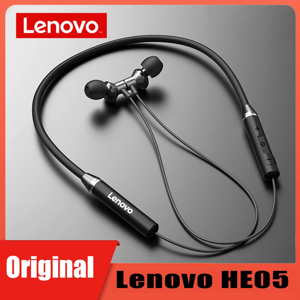 Наушники Lenovo HE05 Bluetooth 5 0 беспроводная гарнитура магнитные наушники с шейным ободом IPX5 водонепроницаемые