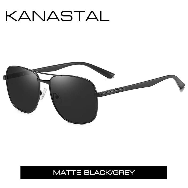 Поляризованные солнцезащитные очки для мужчин, солнцезащитные очки ночного видения для мужчин, зеркальные очки для вождения, квадратная оправа, Классические Брендовые очки UV400 - Цвет линз: BlackGrey