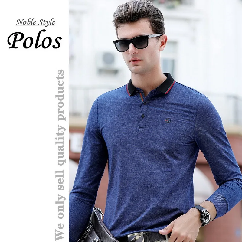 

High-end new style men's Polo shirt business casual comfortable breathable colorfast no-iron keep warm all-match Anti-Pilling