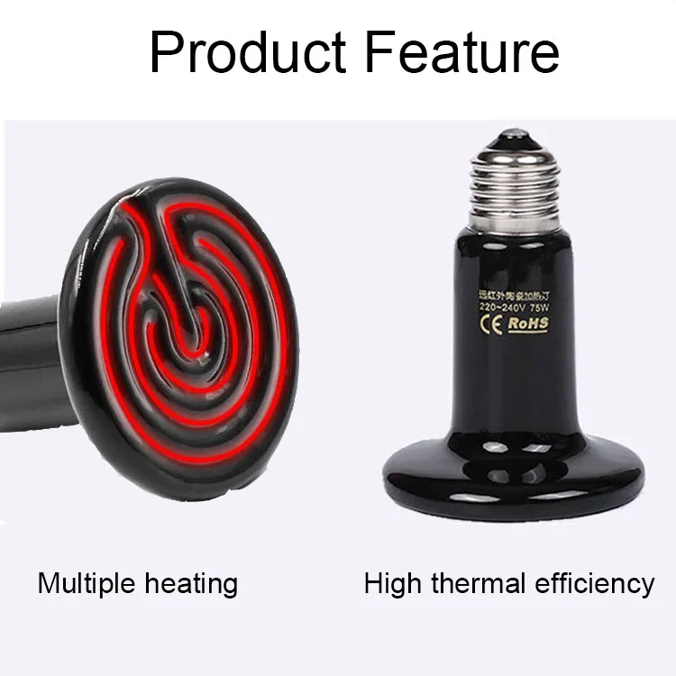 Pet heating lamp Reptiles E27 220V Ceramic Lamp Ceramic Emitter Heat Lamp Far Infrared lamp 25W 50W 100W 200W Heat reptile heating lamp