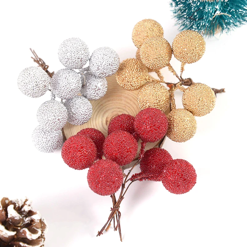 20pcs Mini Fake Fruit Artificial Glass Berries Gold/sliver/red Cherry Christmas Pearl Berries For Wedding Christmas DIY Decor 20pcs Mini Fake Fruit Artificial Glass Berries Gold/sliver/red Cherry Christmas Pearl Berries For Wedding Christmas DIY Decor