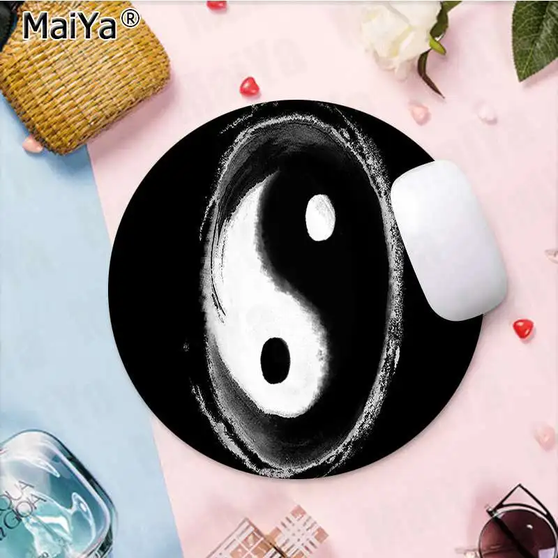 20x20cm MaiYa золото и серебро Yin Yang1 круглый коврик для мыши PC компьютерный коврик компьютерный стол коврик для игр - Цвет: 20x20cm