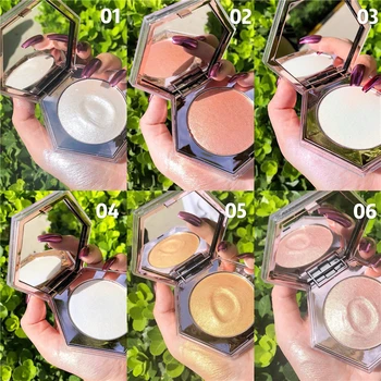 

Shimmer Glitter Highlighter Powder Palette Pearl White Pink Purple Metallic Face Illuminator Contouring Makeup Highlight