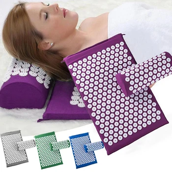 

Lotus Spike Acupressure Mat Massage Mat and Pillow Set Yoga Cushion Relieve Back Neck Muscle Pain Body Yoga Mat