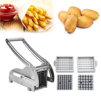 

New French Fry Cutter With 2 Blades Stainless Steel Potato Slicer Cutter Chopper Potato Chipper For Cucumber Carrot